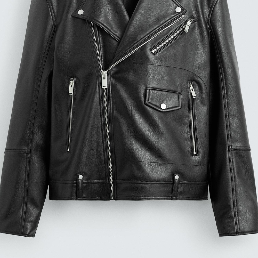 Black Faux Leather Biker Jacket